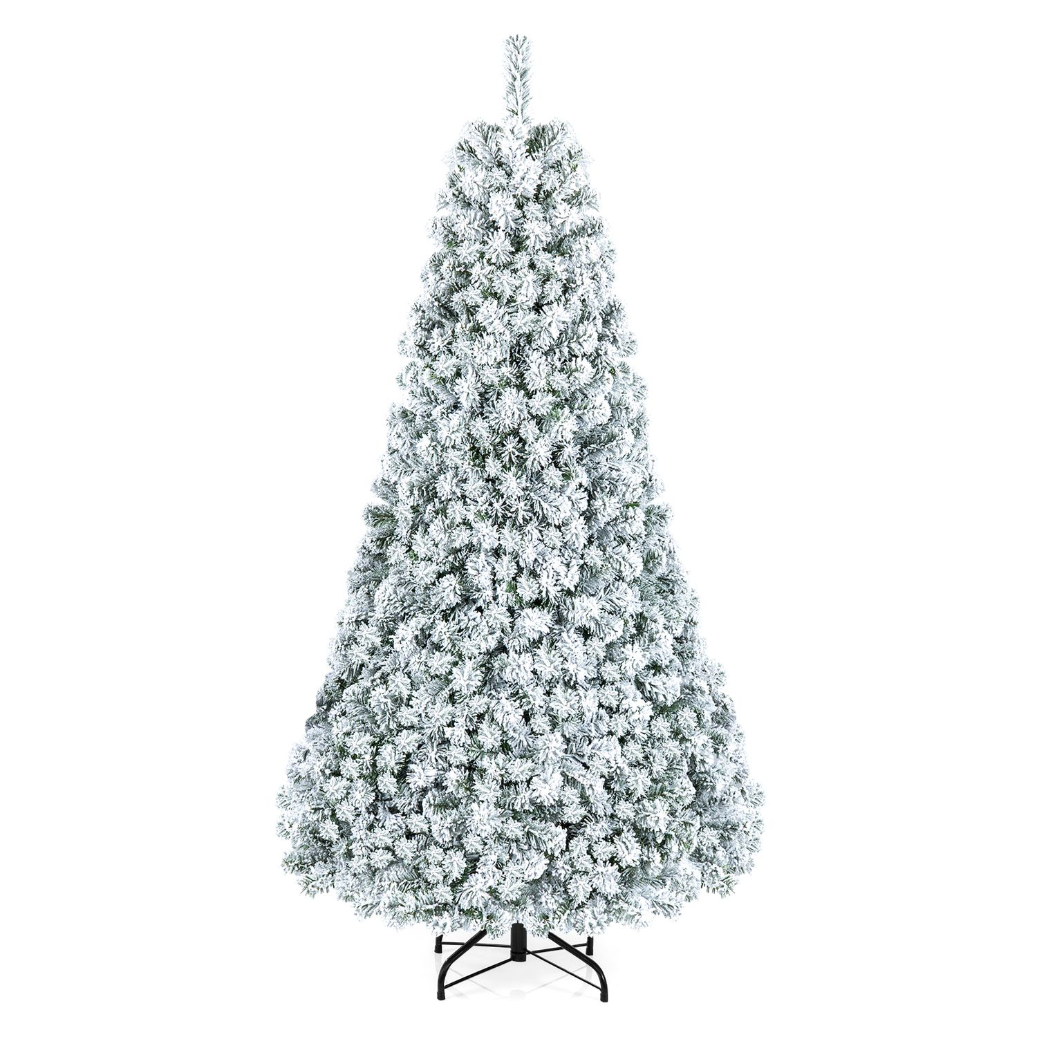 6 ft Pre-Lit Snow Flocked Hinged Christmas Tree, 928 Tips, Green Christmas Tree at Gallery Canada