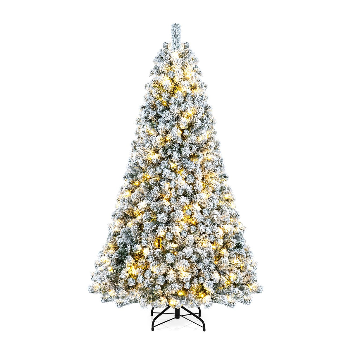 6 ft Pre-Lit Snow Flocked Hinged Christmas Tree, 928 Tips, Green Christmas Tree Green at Gallery Canada
