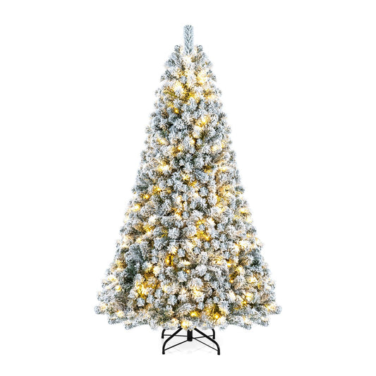 6 ft Pre-Lit Snow Flocked Hinged Christmas Tree, 928 Tips, Green Christmas Tree Green at Gallery Canada
