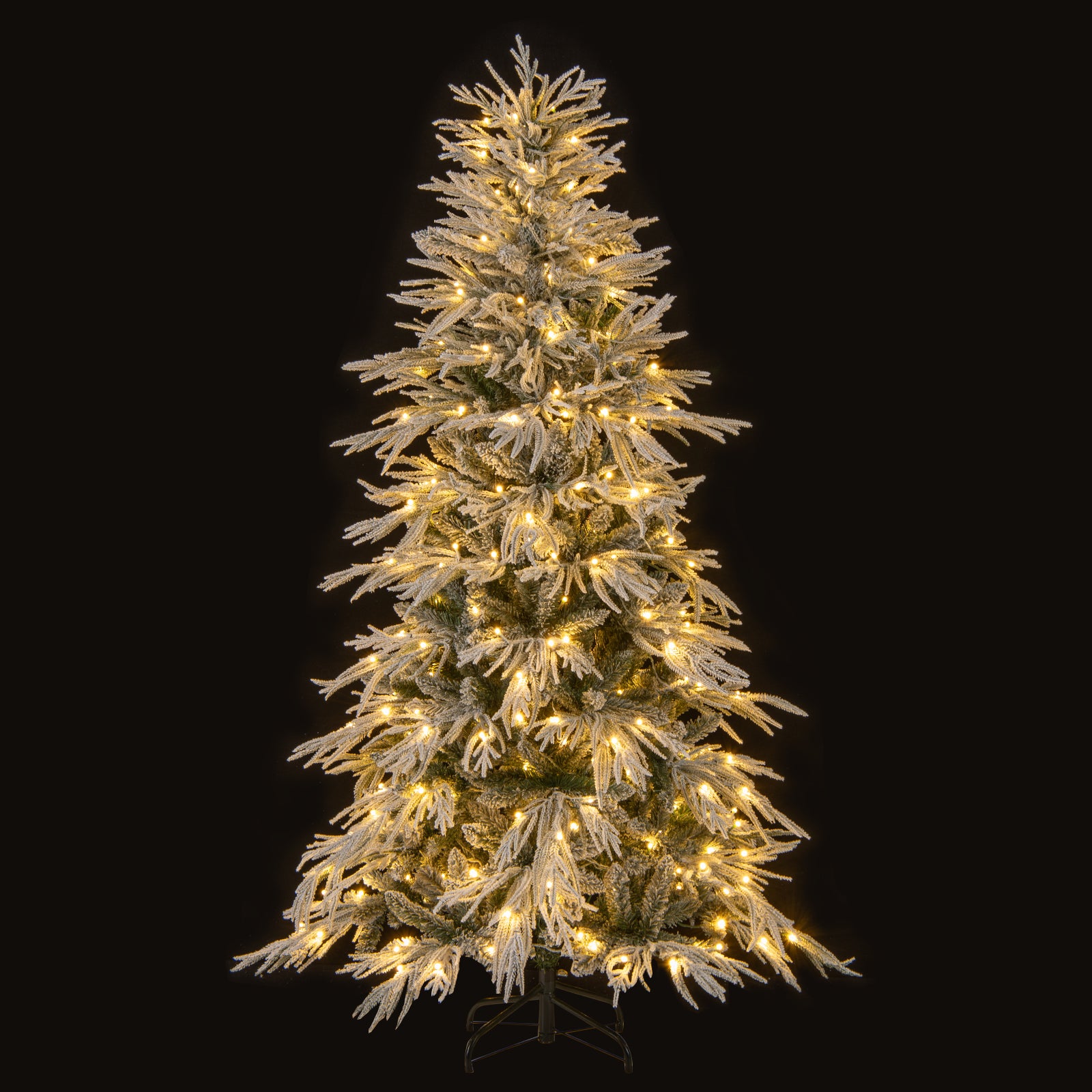 6 Feet Snow-flocked Artificial Christmas Tree Pre-lit Hinged Xmas Tree with Warm White LED Lights, White Christmas Tree at Gallery Canada