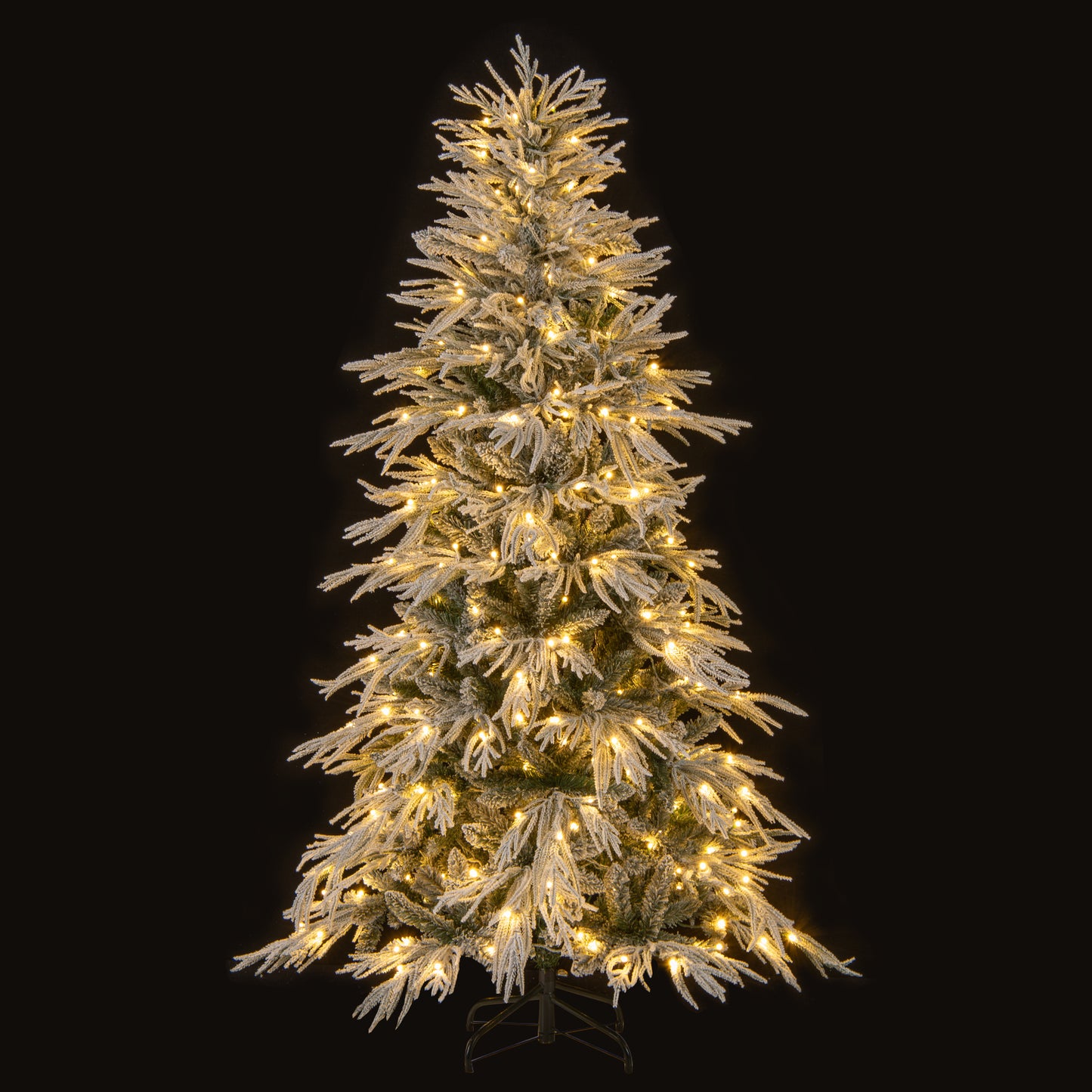 6 Feet Snow-flocked Artificial Christmas Tree Pre-lit Hinged Xmas Tree with Warm White LED Lights, White Christmas Tree at Gallery Canada