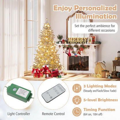 6 Feet Snow-flocked Artificial Christmas Tree Pre-lit Hinged with 81 Sphere Lights and Remote, Green Christmas Tree at Gallery Canada