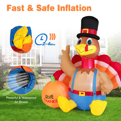 Dinde gonflable de Thanksgiving de 6 pieds, multicolore