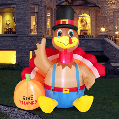 Dinde gonflable de Thanksgiving de 6 pieds, multicolore