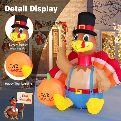 Dinde gonflable de Thanksgiving de 6 pieds, multicolore