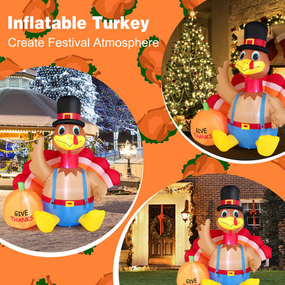 Dinde gonflable de Thanksgiving de 6 pieds, multicolore