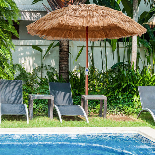6 Feet Thatched Patio Umbrella With Tilt Design, Carrying Bag, Natural