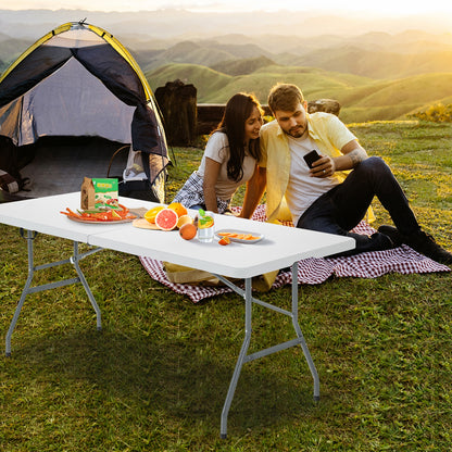 6' Folding Portable Plastic Outdoor Camp Table, White Camping Furniture at Gallery Canada