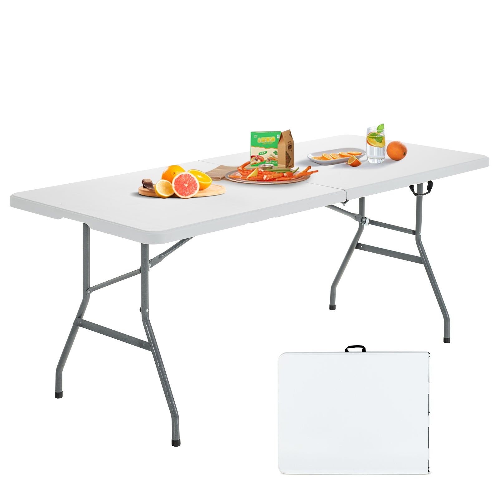 6' Folding Portable Plastic Outdoor Camp Table, White Camping Furniture at Gallery Canada