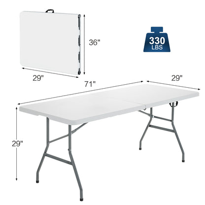 6' Folding Portable Plastic Outdoor Camp Table, White Camping Furniture at Gallery Canada