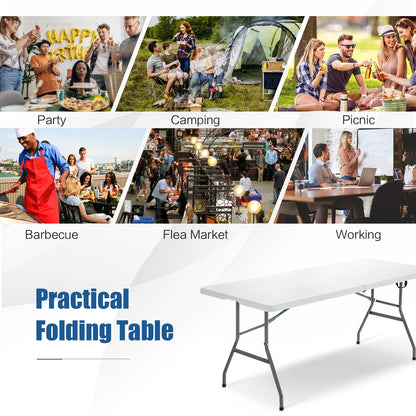 6' Folding Portable Plastic Outdoor Camp Table, White Camping Furniture at Gallery Canada