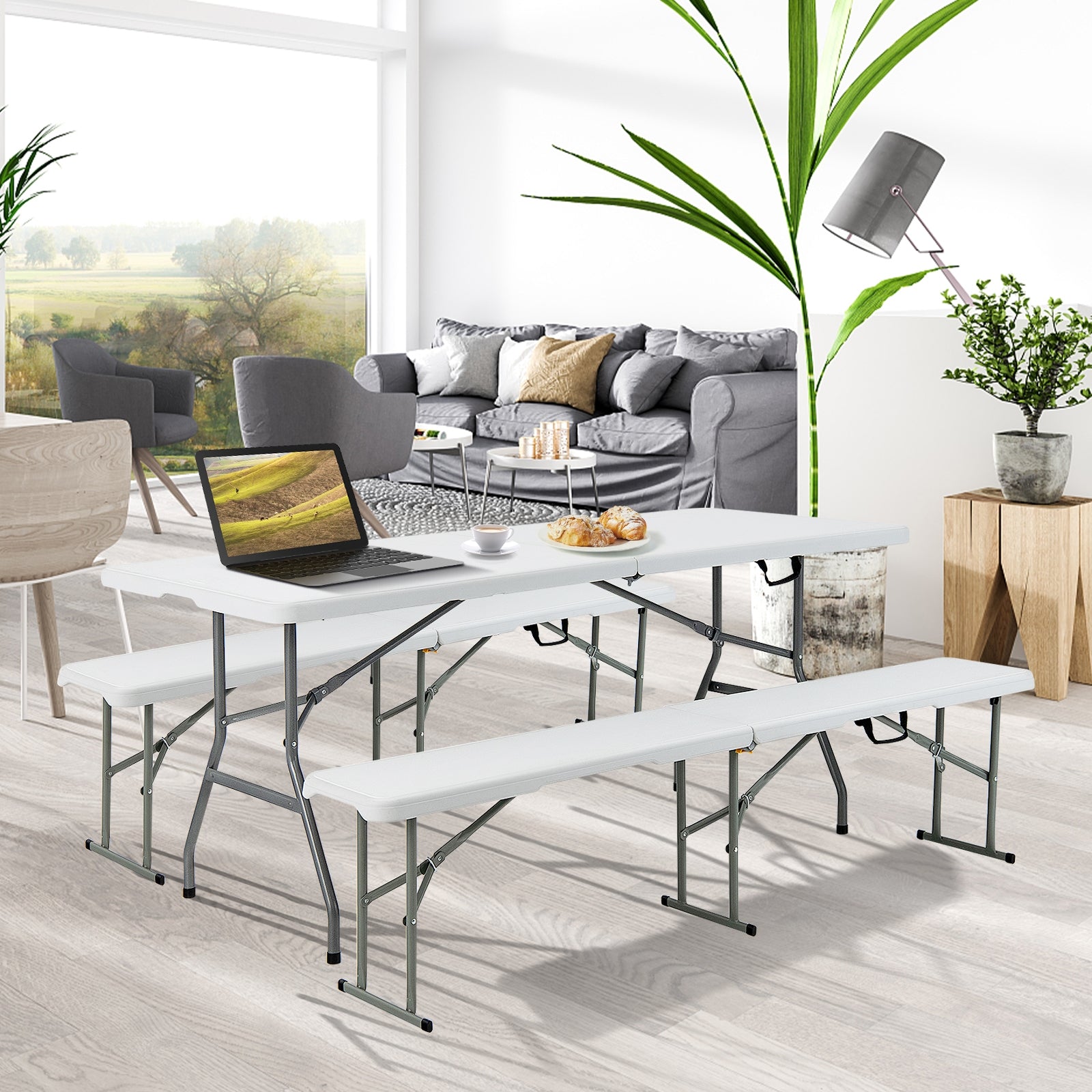 6' Folding Portable Plastic Outdoor Camp Table, White Camping Furniture at Gallery Canada