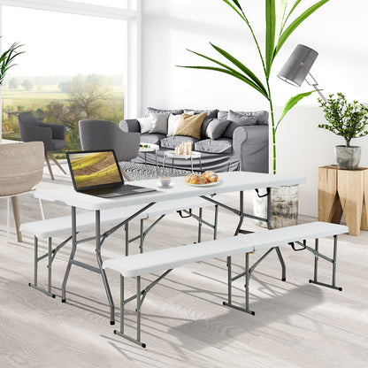 6' Folding Portable Plastic Outdoor Camp Table, White Camping Furniture at Gallery Canada