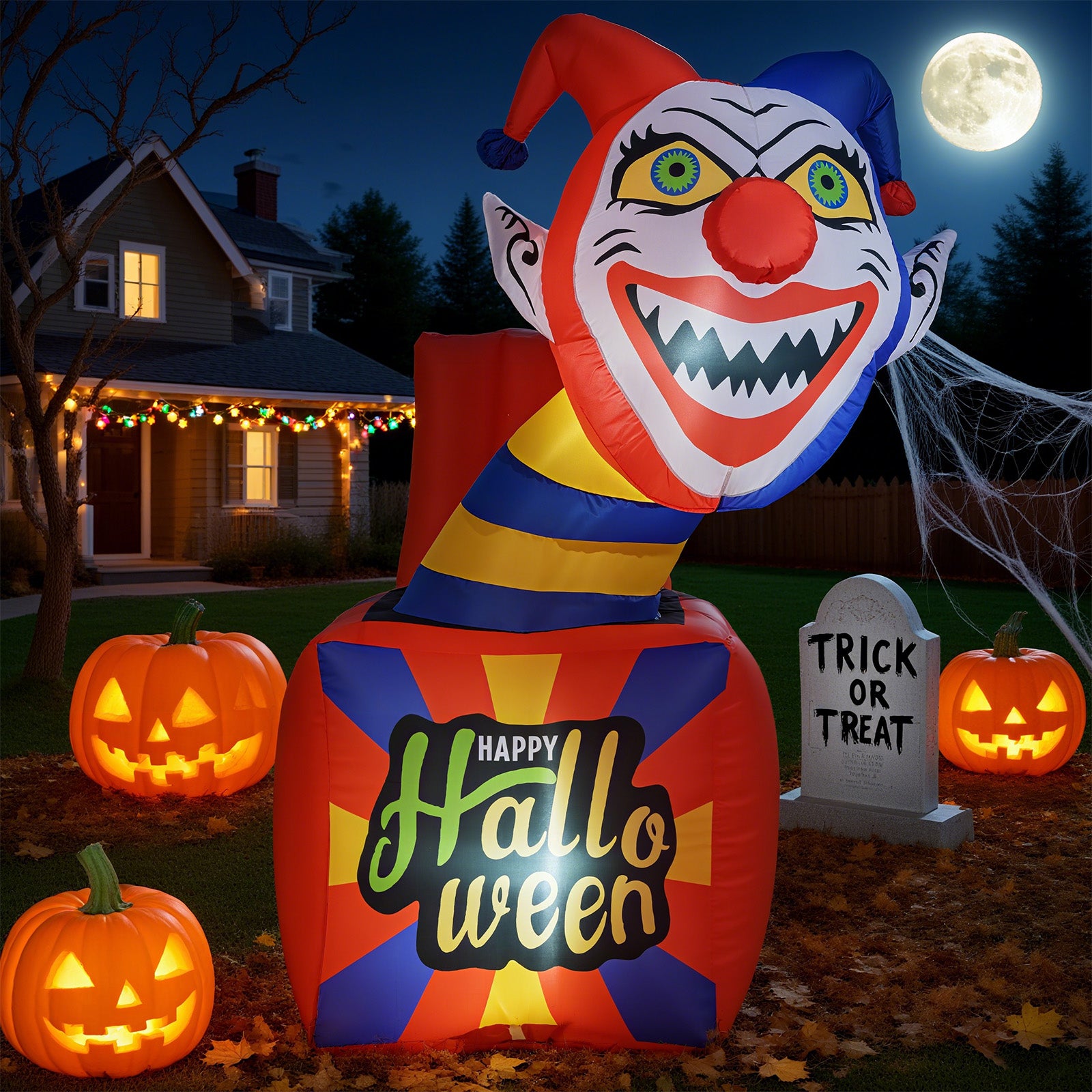 6 Ft Halloween Inflatable Clown with LED Lights for Indoor Outdoor Porch Halloween at Gallery Canada