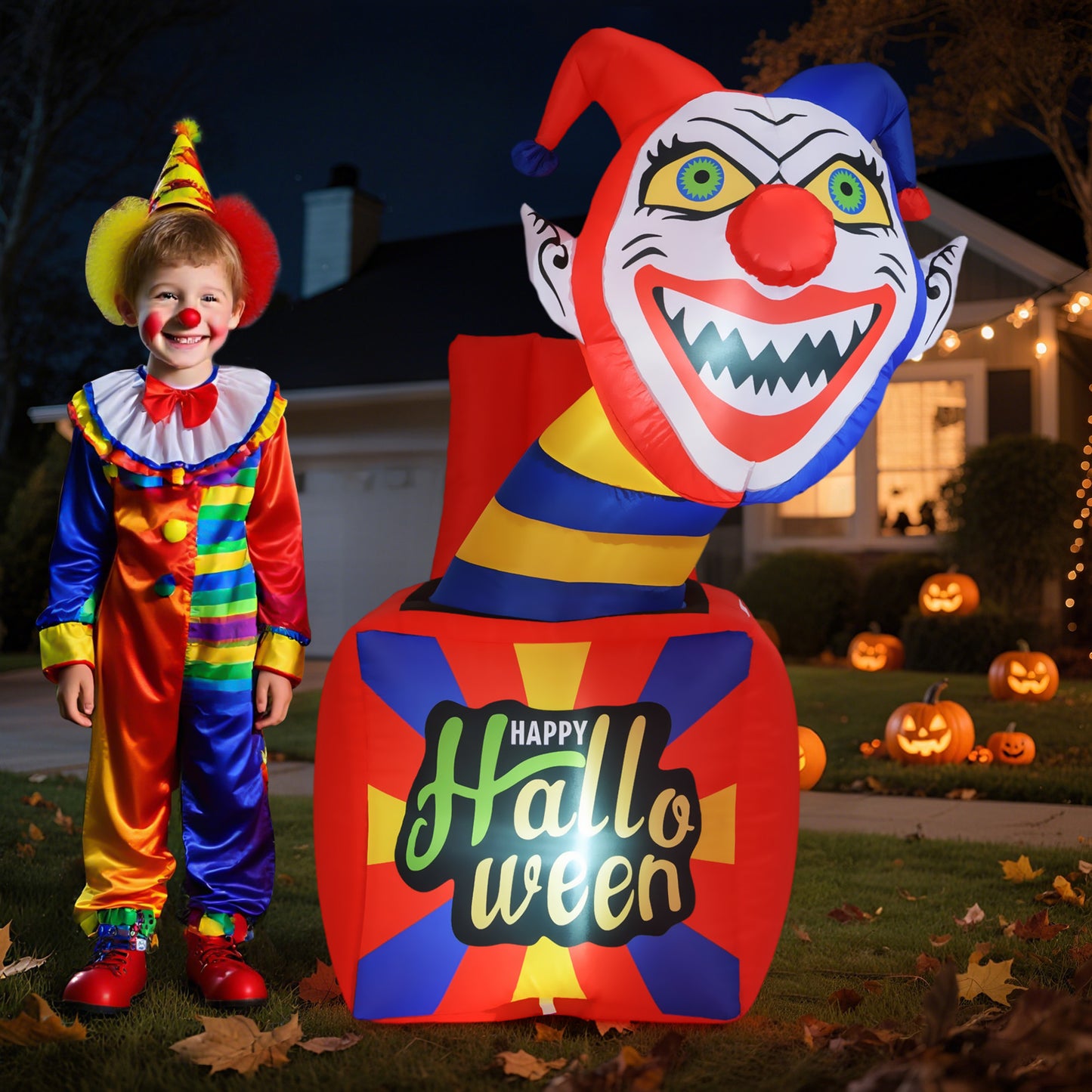 6 Ft Halloween Inflatable Clown with LED Lights for Indoor Outdoor Porch Halloween at Gallery Canada