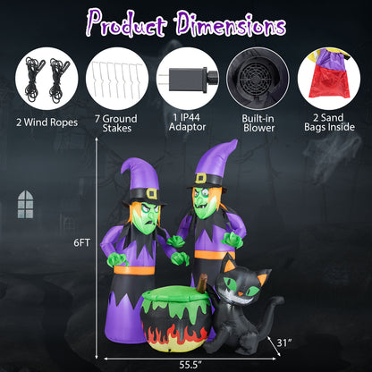 6 Ft Inflatable Halloween Witches with Cauldron & Black Cat Halloween at Gallery Canada