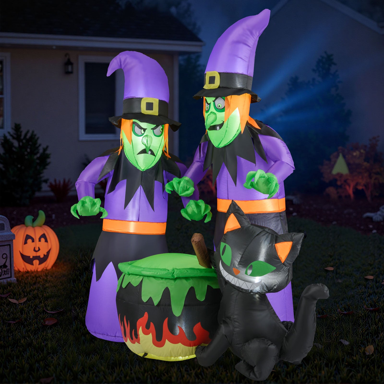 6 Ft Inflatable Halloween Witches with Cauldron & Black Cat Halloween at Gallery Canada