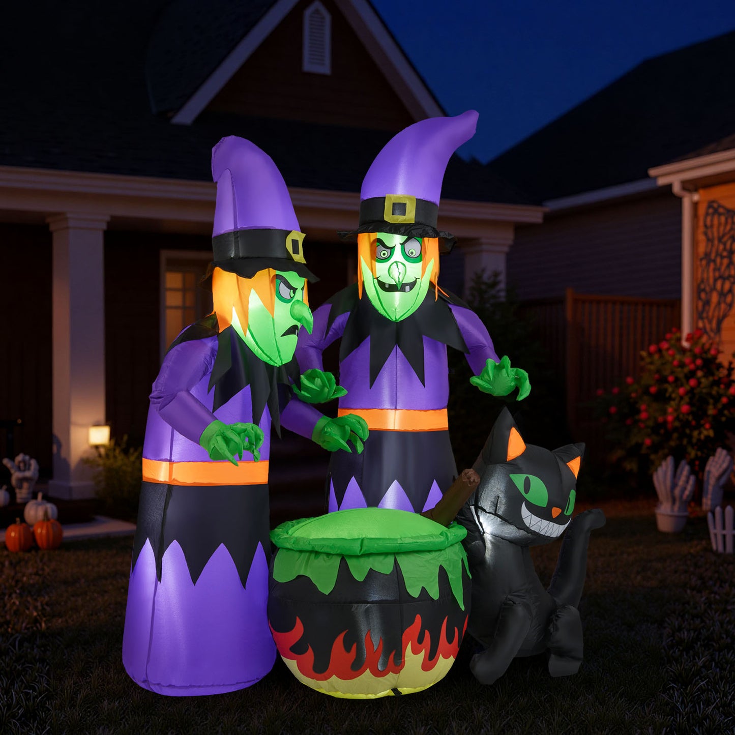 6 Ft Inflatable Halloween Witches with Cauldron & Black Cat Halloween at Gallery Canada