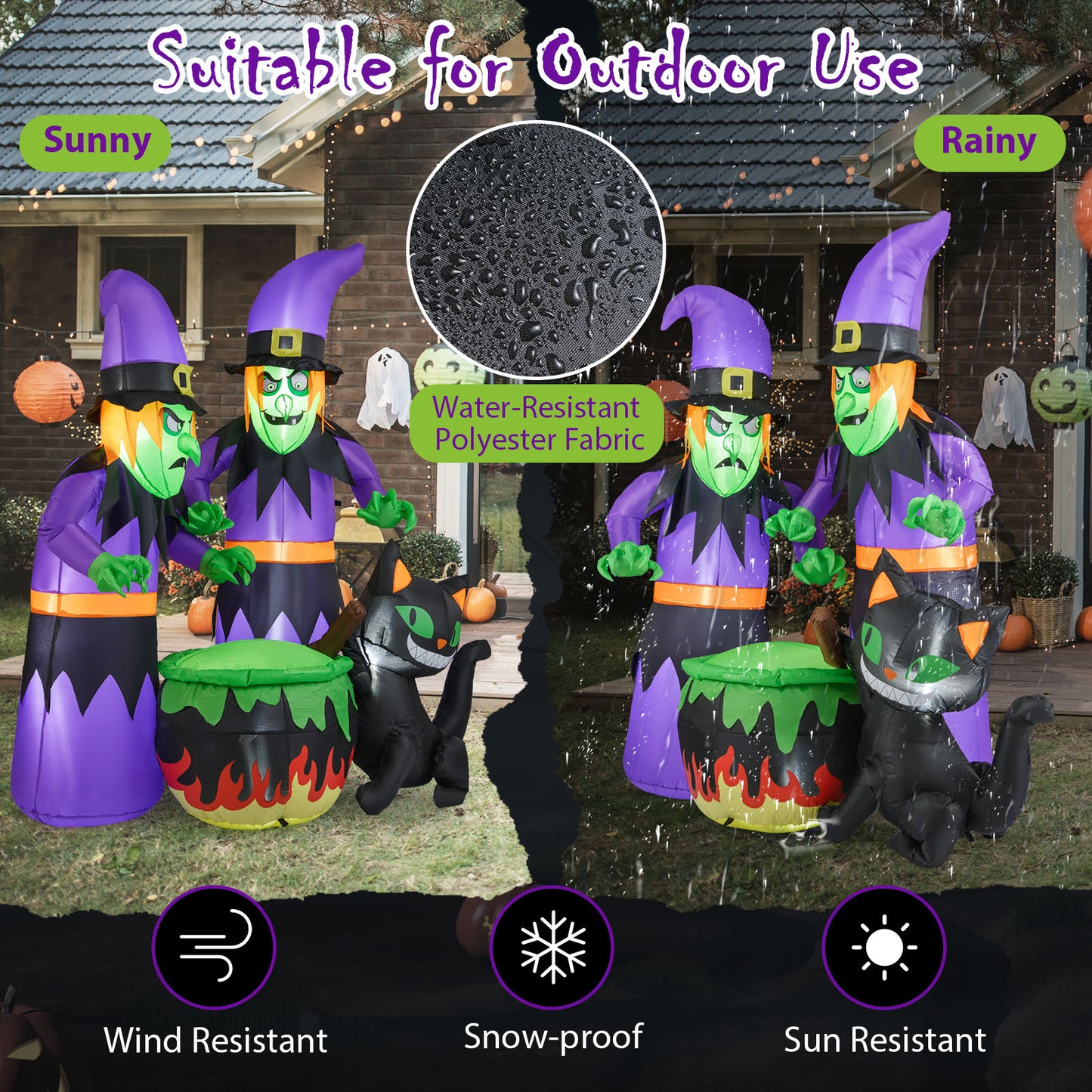 6 Ft Inflatable Halloween Witches with Cauldron & Black Cat Halloween at Gallery Canada