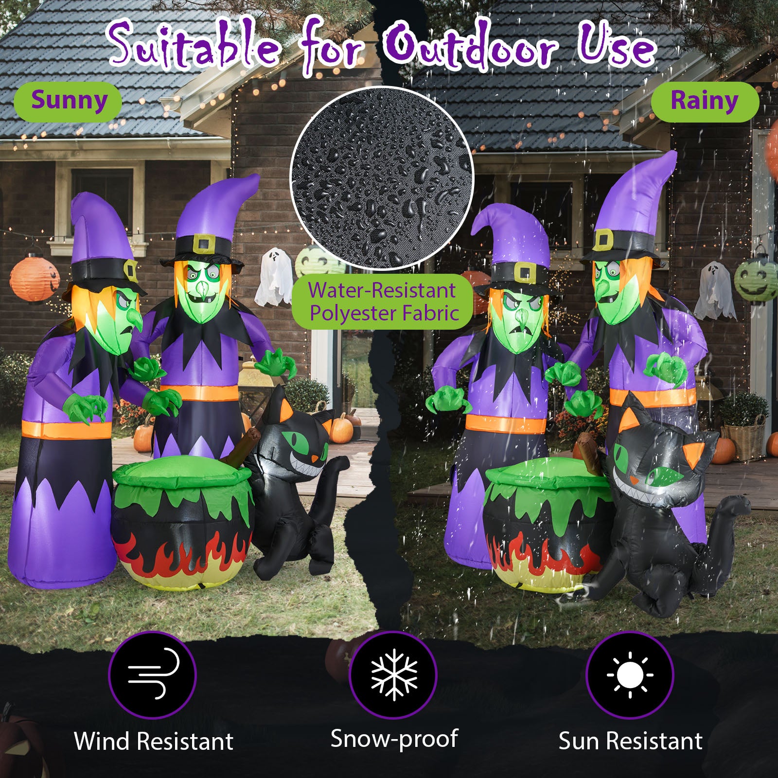 6 Ft Inflatable Halloween Witches with Cauldron & Black Cat Halloween at Gallery Canada