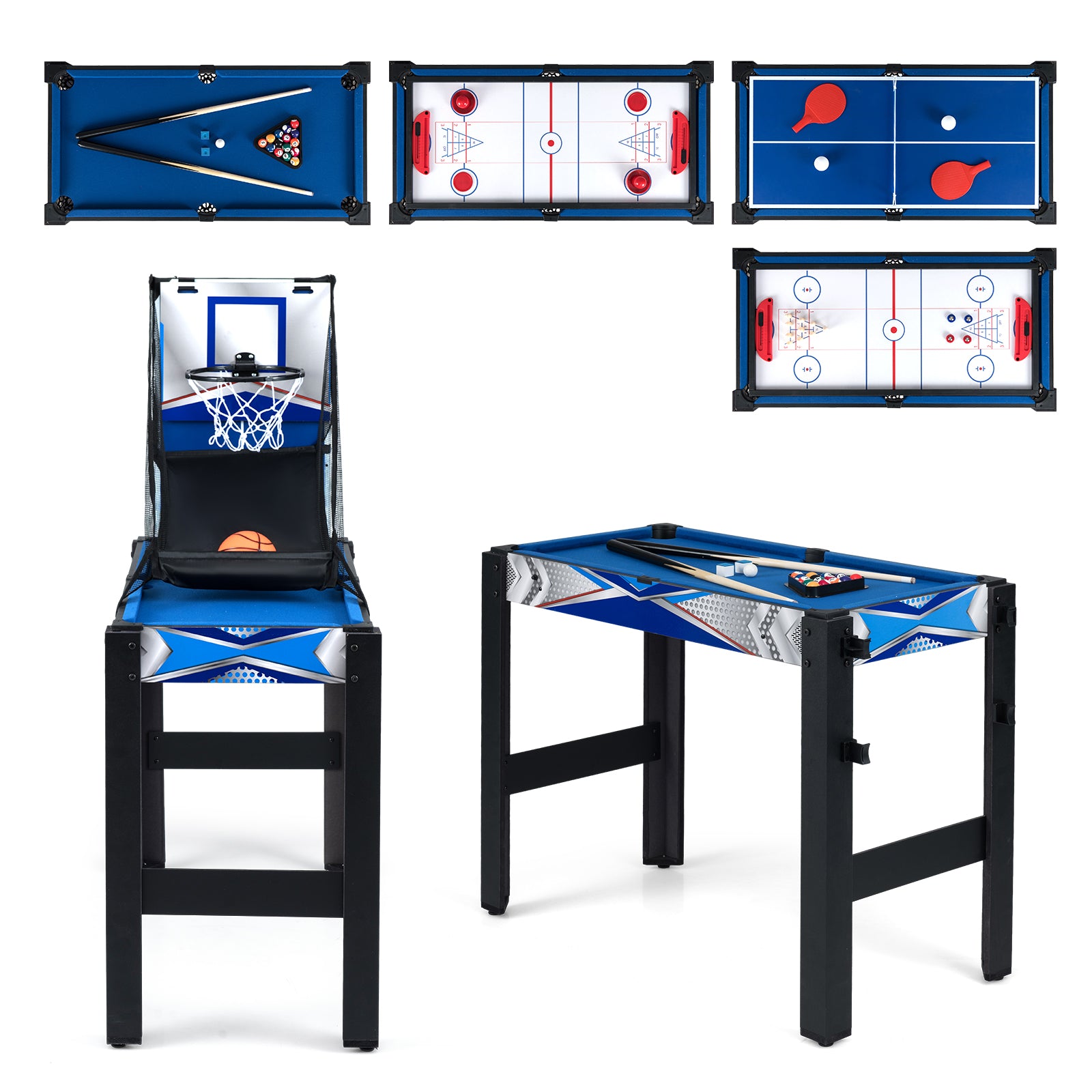6-In-1 Combo Game Table, Basketball Billiards Ping Pong Hockey Shuffleboard, Multicolor Game Room at Gallery Canada