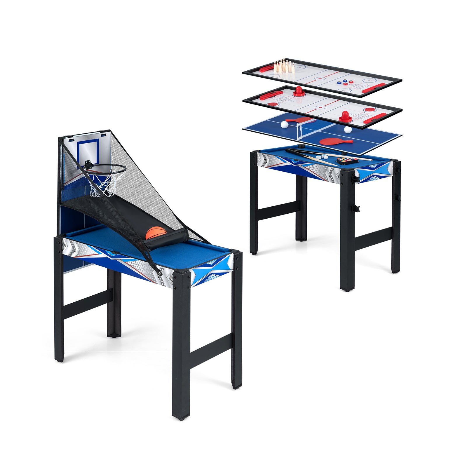 6-In-1 Combo Game Table, Basketball Billiards Ping Pong Hockey Shuffleboard, Multicolor Game Room at Gallery Canada