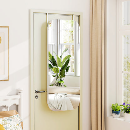 6 LEDs Mirror Jewelry Cabinet, Wall Door Mounted Lockable Organizer, White Jewelry Armoires at Gallery Canada