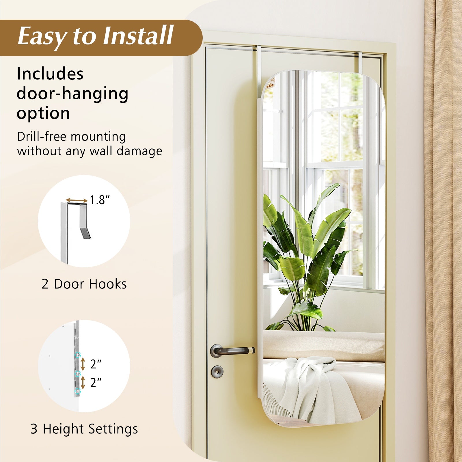 6 LEDs Mirror Jewelry Cabinet, Wall Door Mounted Lockable Organizer, White Jewelry Armoires at Gallery Canada