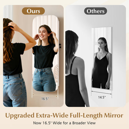 6 LEDs Mirror Jewelry Cabinet, Wall Door Mounted Lockable Organizer, White Jewelry Armoires at Gallery Canada