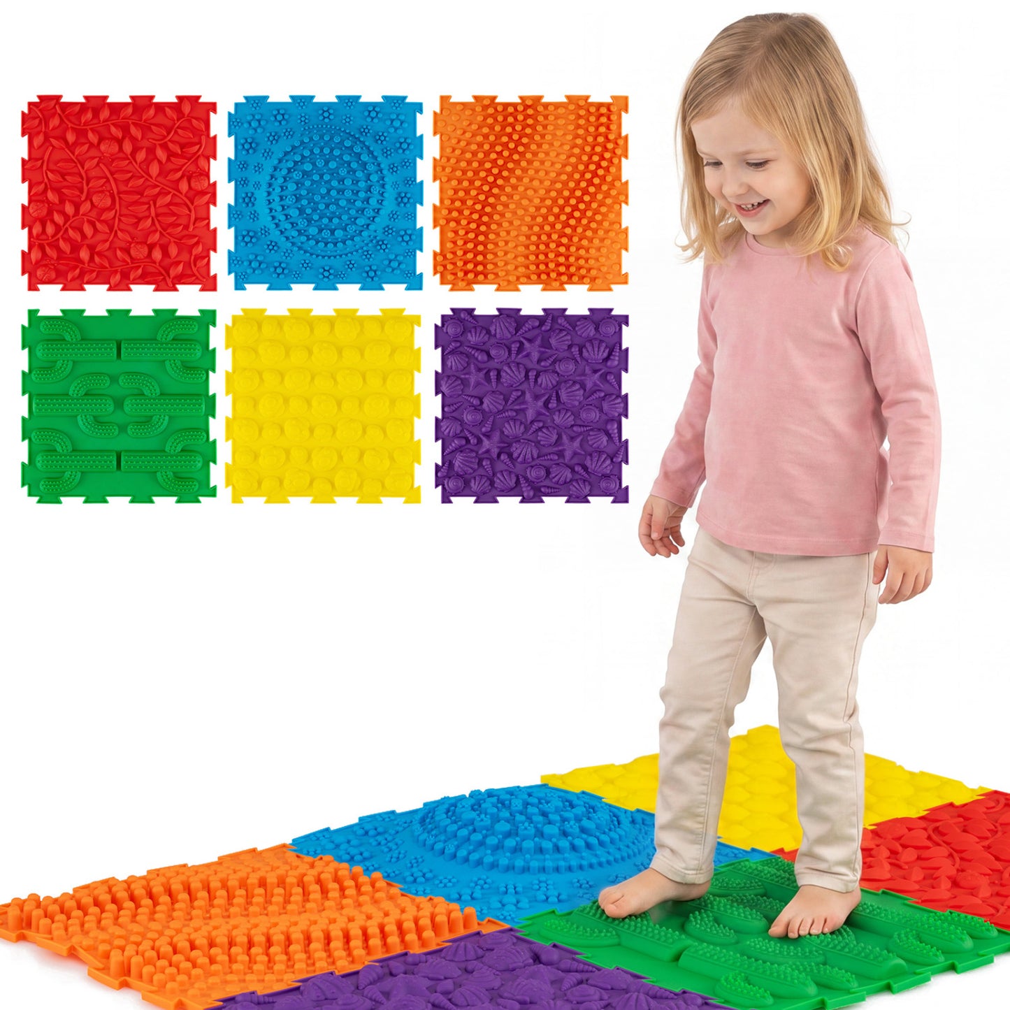 6 PCS Interlocking Sensory Mats with Rich Colors for Kids Adults, Multicolor Baby Gyms & Playmats at Gallery Canada
