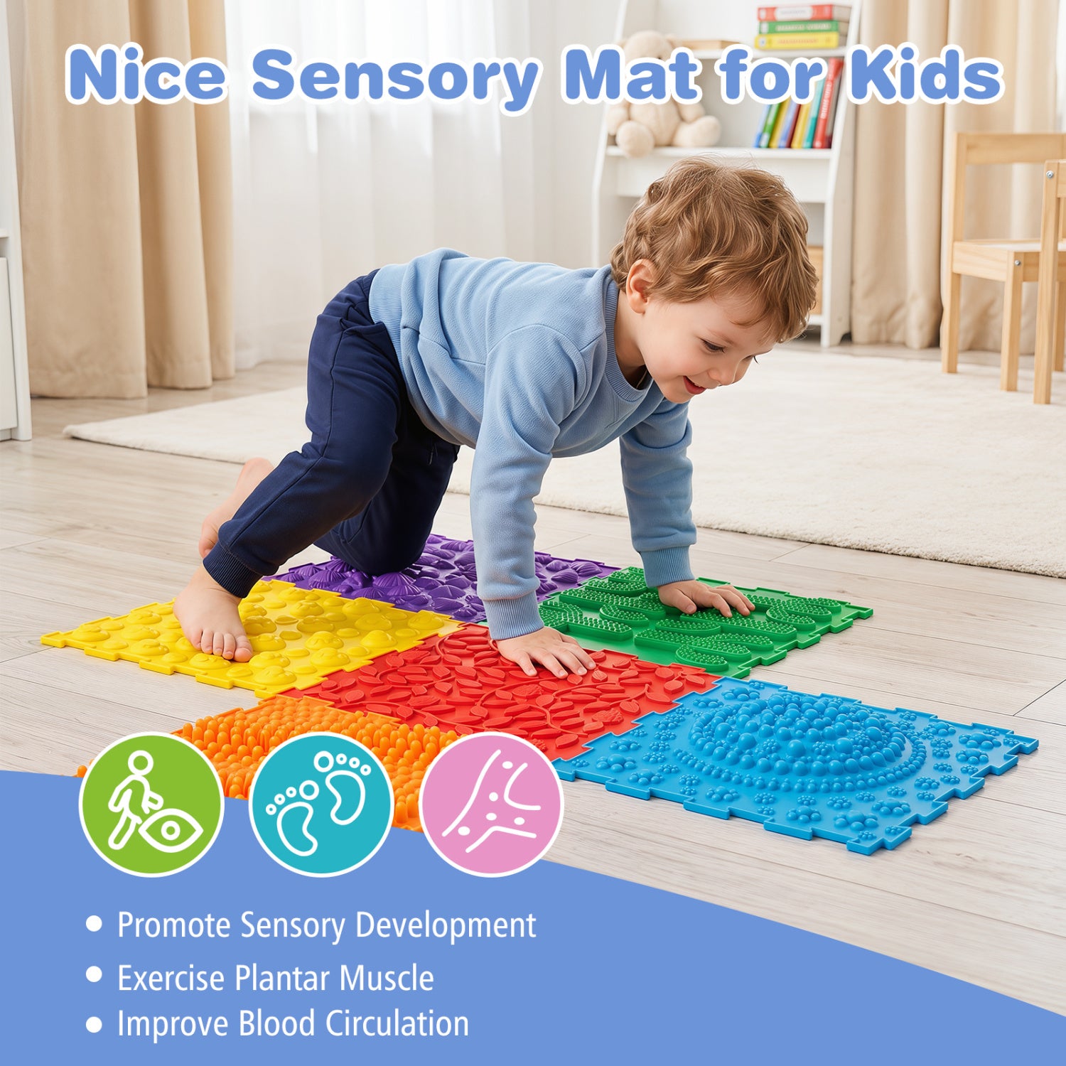 6 PCS Interlocking Sensory Mats with Rich Colors for Kids Adults, Multicolor Baby Gyms & Playmats at Gallery Canada