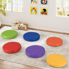 6 PCS Round Floor Cushions, With Handles, Multicolor