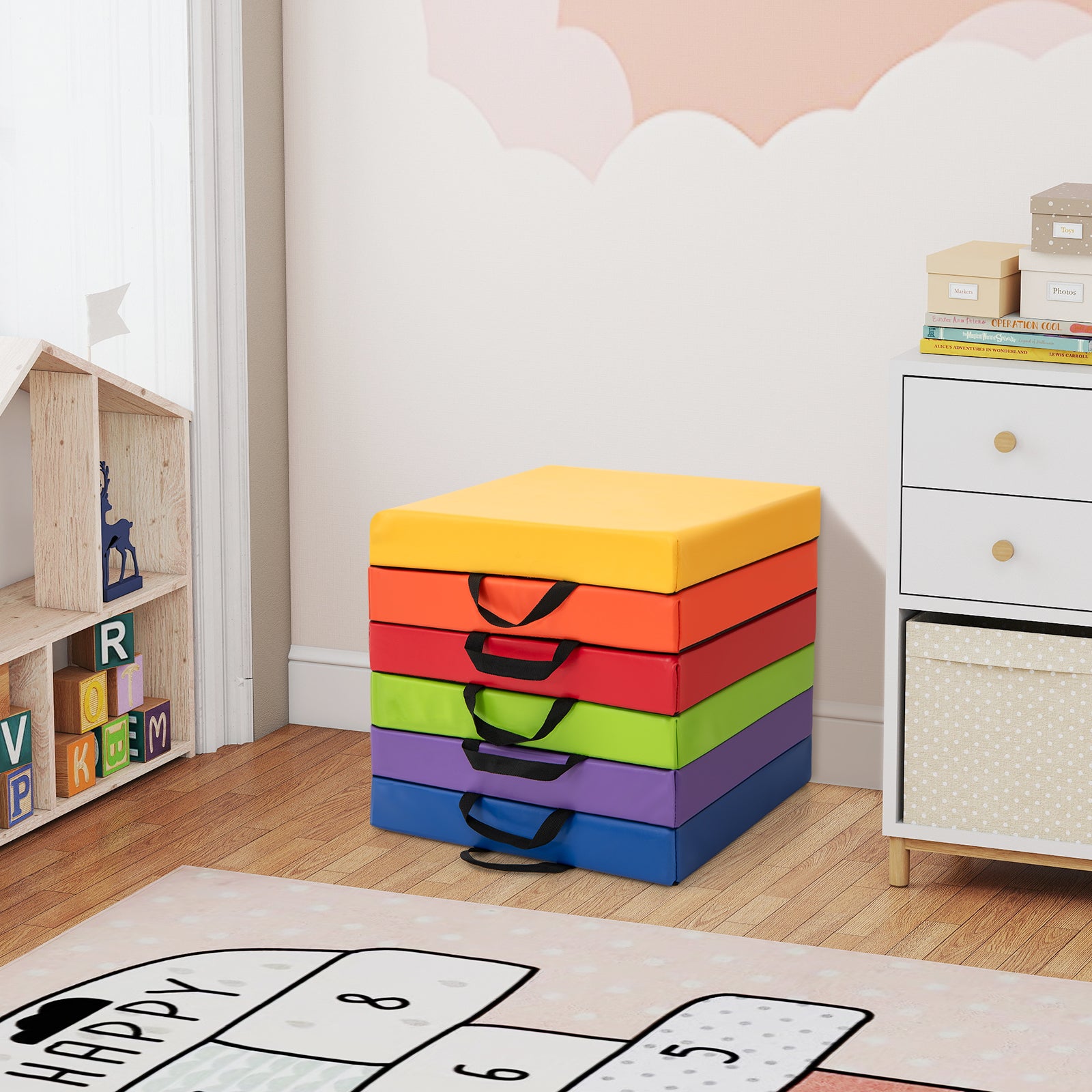 6 PCS Square Floor Cushions 16 Inch Soft Sponge Floor Pillows, Multicolor Kids Chairs & Seating at Gallery Canada