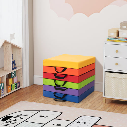 6 PCS Square Floor Cushions 16 Inch Soft Sponge Floor Pillows, Multicolor