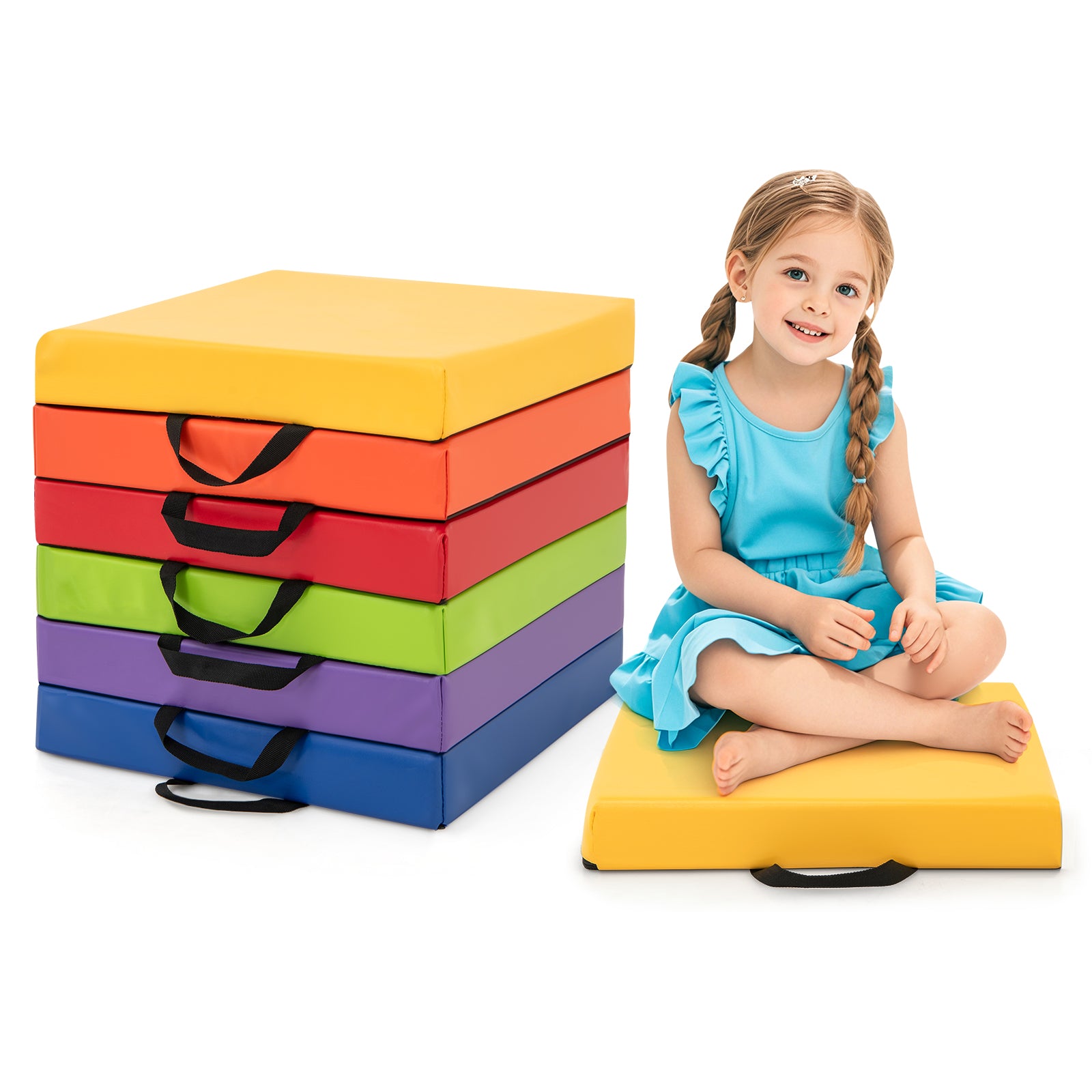 6 PCS Square Floor Cushions 16 Inch Soft Sponge Floor Pillows, Multicolor Kids Chairs & Seating at Gallery Canada