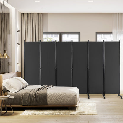 6 Panel 5.7 Feet Tall Rolling Room Divider, Gray Room Dividers at Gallery Canada