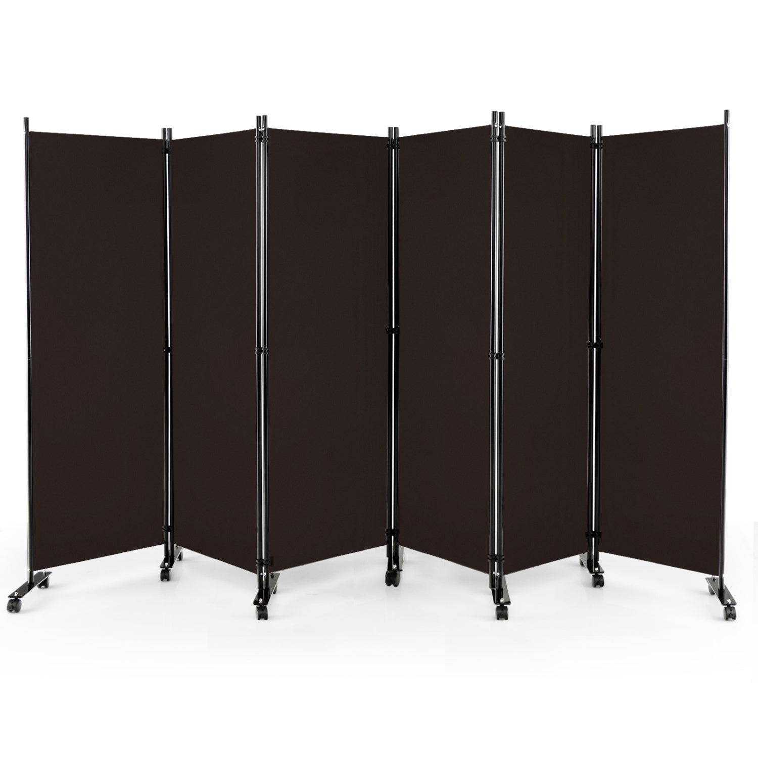 6 Panel 5.7 Feet Tall Rolling Room Divider, Brown Room Dividers at Gallery Canada