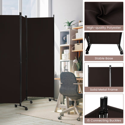 6 Panel 5.7 Feet Tall Rolling Room Divider, Brown Room Dividers at Gallery Canada