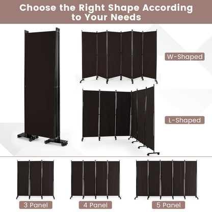 6 Panel 5.7 Feet Tall Rolling Room Divider, Brown Room Dividers at Gallery Canada