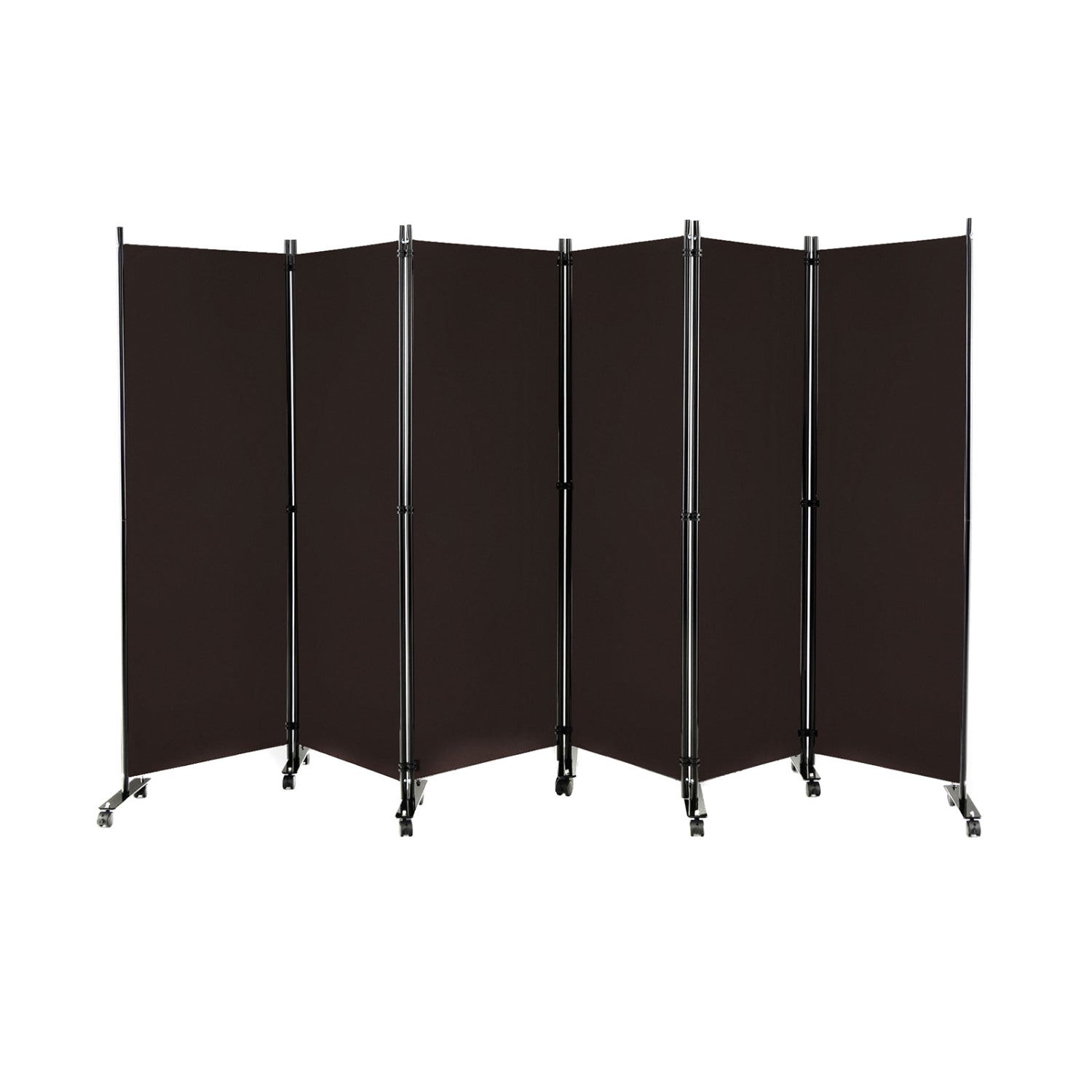 6 Panel 5.7 Feet Tall Rolling Room Divider, Brown Room Dividers at Gallery Canada