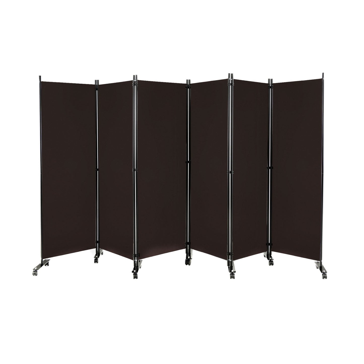 6 Panel 5.7 Feet Tall Rolling Room Divider, Brown Room Dividers at Gallery Canada