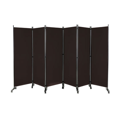 6 Panel 5.7 Feet Tall Rolling Room Divider, Brown Room Dividers at Gallery Canada