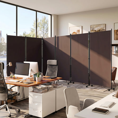 6 Panel Folding Privacy Screen Divider, Coffee