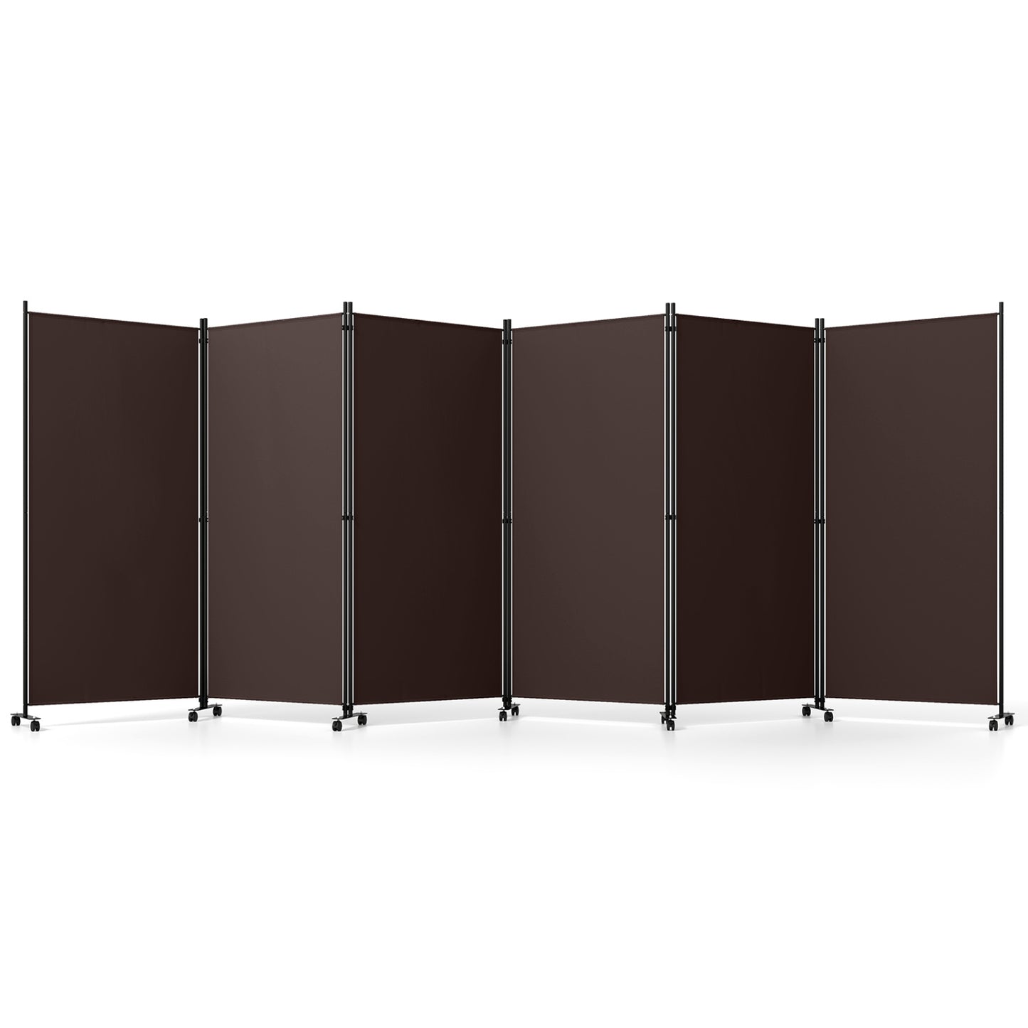 6 Panel Folding Privacy Screen Divider, Coffee