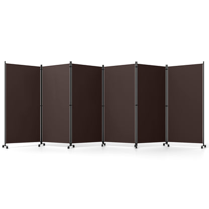 6 Panel Folding Privacy Screen Divider, Coffee