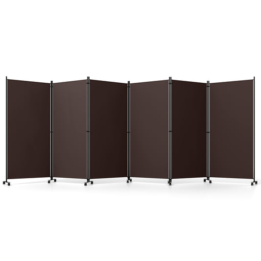 6 Panel Folding Privacy Screen Divider, Coffee