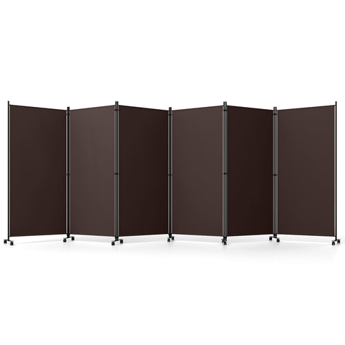6 Panel Folding Privacy Screen Divider, Coffee
