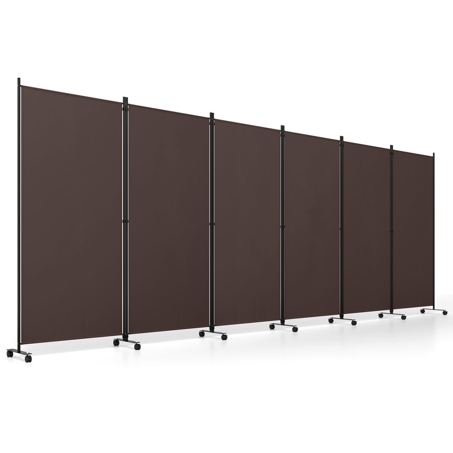 6 Panel Folding Privacy Screen Divider, Coffee