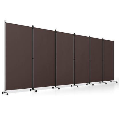 6 Panel Folding Privacy Screen Divider, Coffee