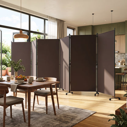 6 Panel Folding Privacy Screen Divider, Coffee